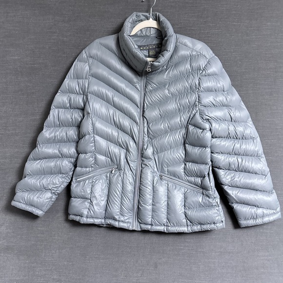 Kenneth Cole Reaction Jacket  2XL Light‎ Silver Down Puffer Nylon Winter XXL - Picture 1 of 11